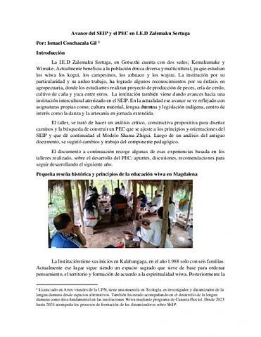 Informe sobre el taller de Pec